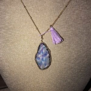 Purple Stone/Tassel Necklace